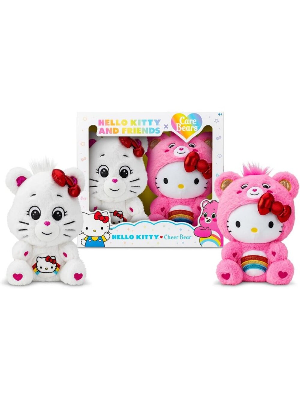 Adorable 10" Collectible Plush Set - Cheer Bear & Hello Kitty - Soft & Huggable!